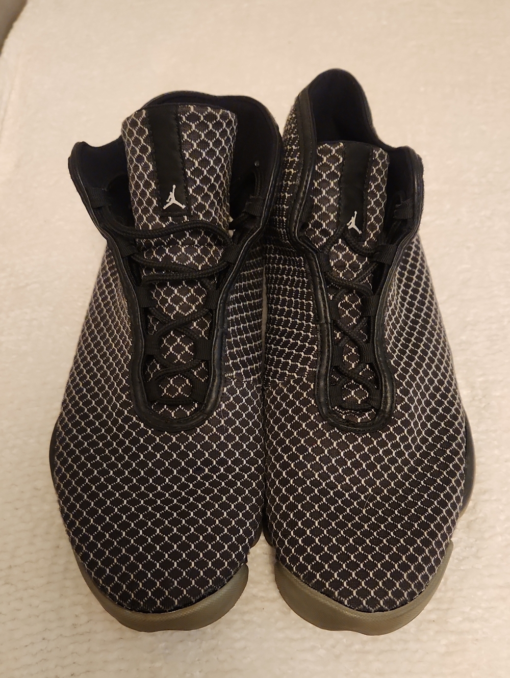 Jordan Men’s Black and White Mesh Sneakers